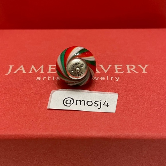 Retired James Avery Holly Glass Bead Finial Charm - Picture 4 of 4